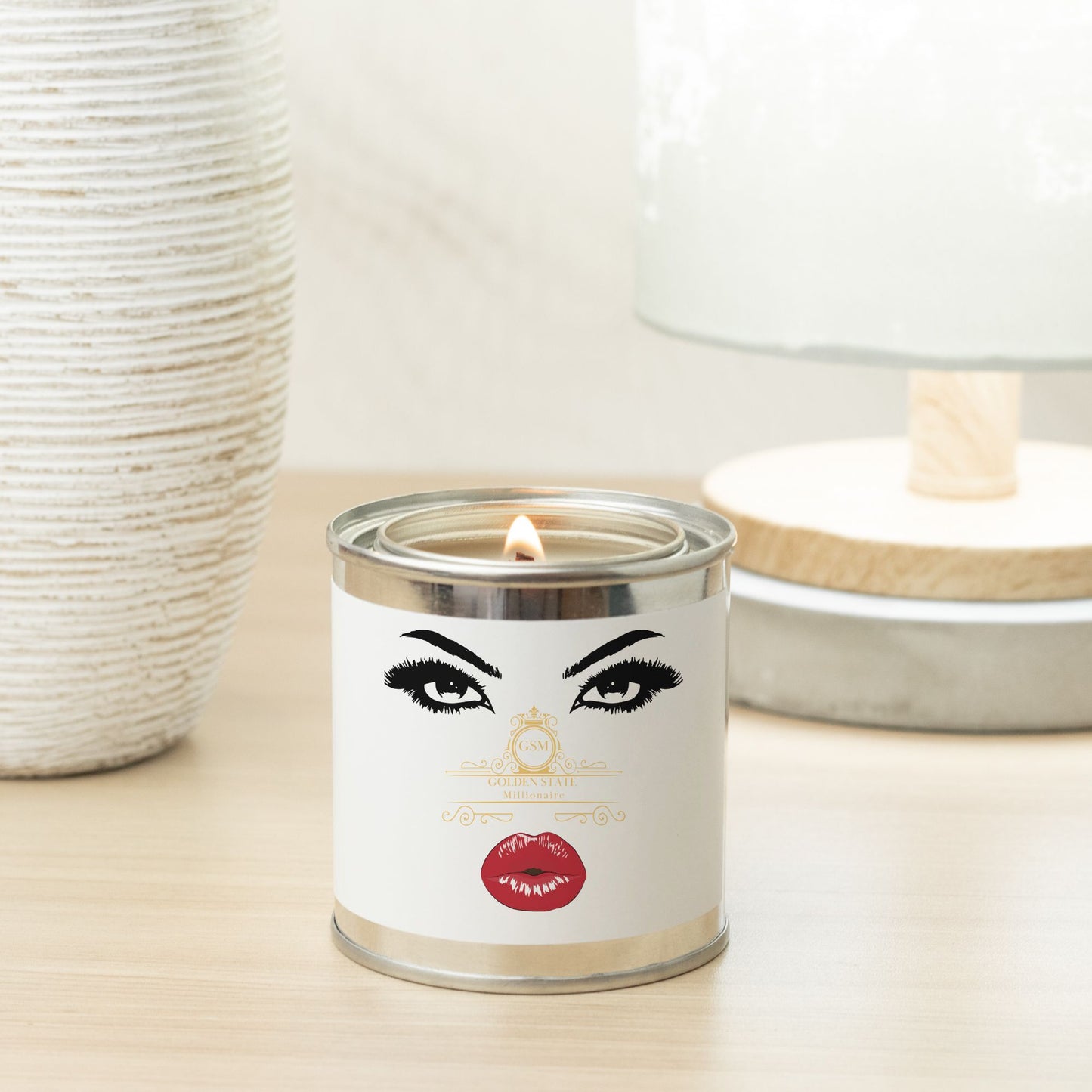 Red Lips Golden Sate Millionaire Candle Paint Can (Hand Poured 8 oz.)
