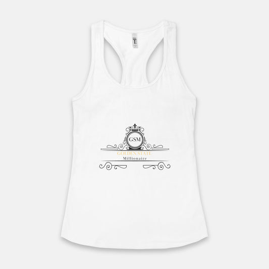 Golden State Millionaire White and Black Women's Racerback Tank