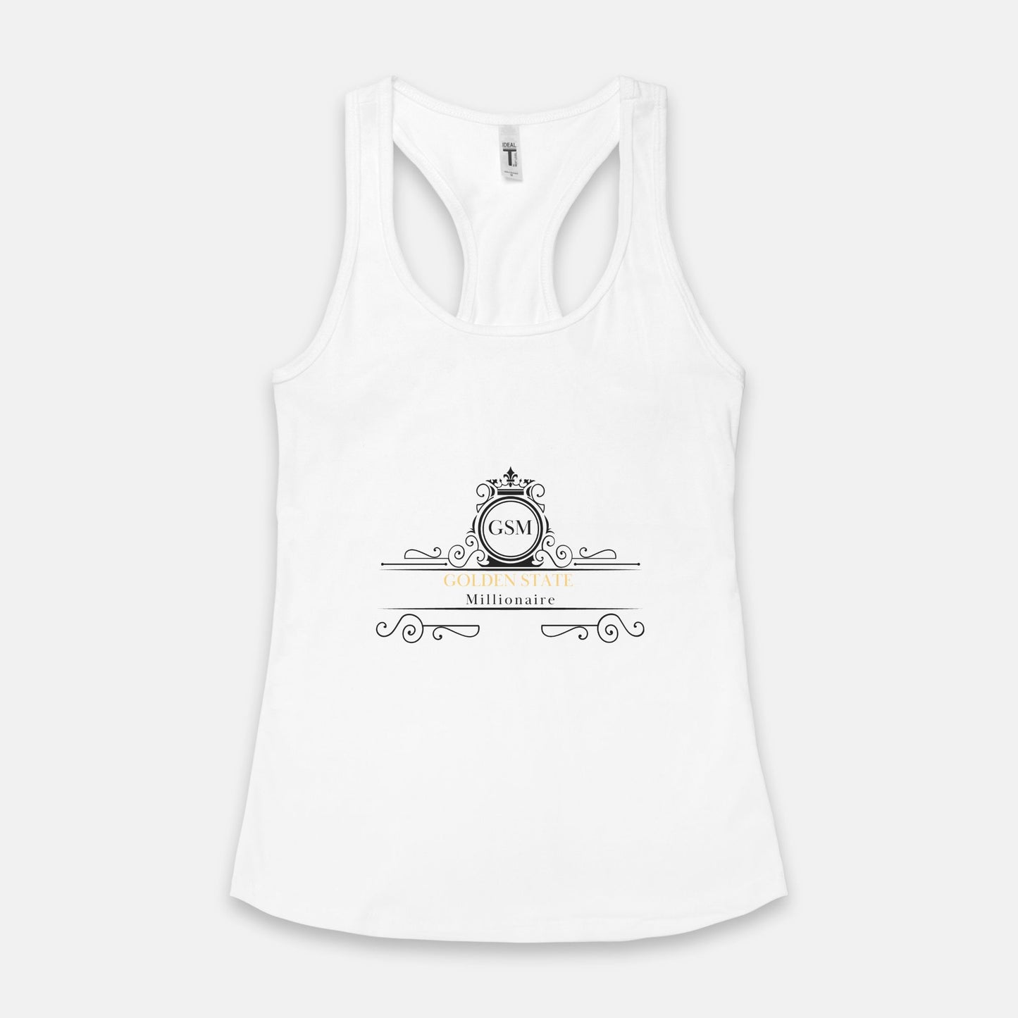 Golden State Millionaire White and Black Women's Racerback Tank