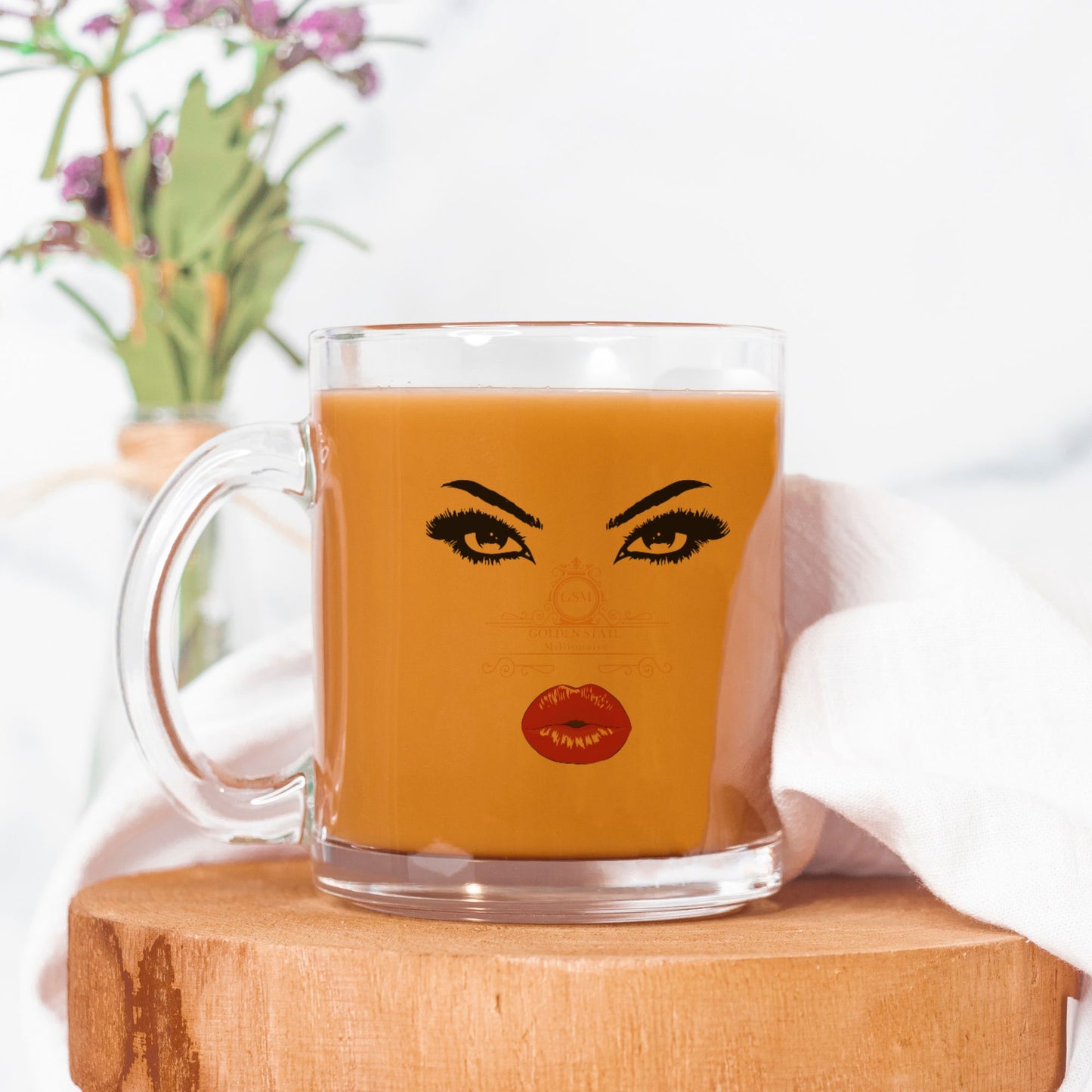 Red Lips Glass Mug