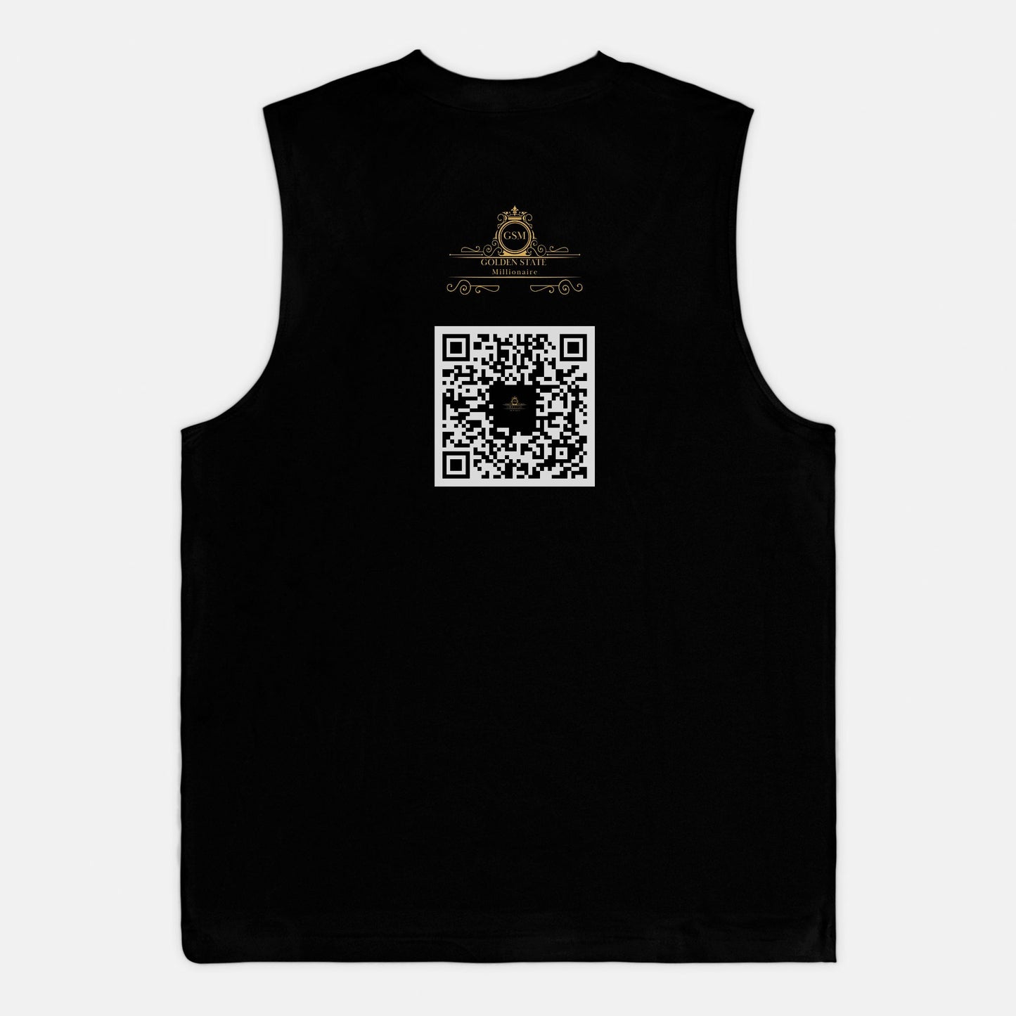 Gym My Diet Jersey Muscle Tank Original Design by Golden State Millionaire QR code Back