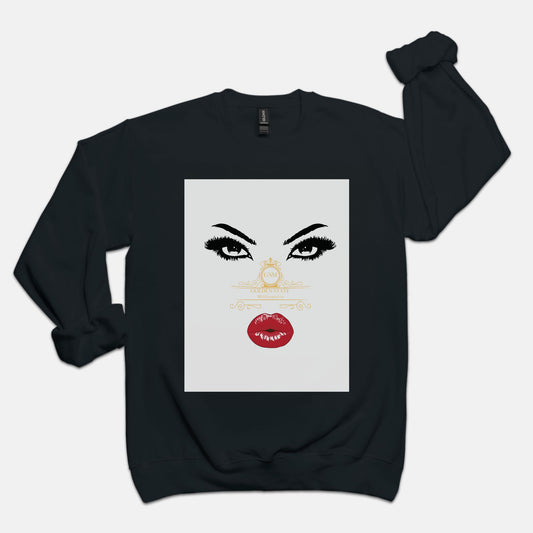 Women's Red Lips Golden State Millionaire Crew Neck Sweatshirt Gildan 18000