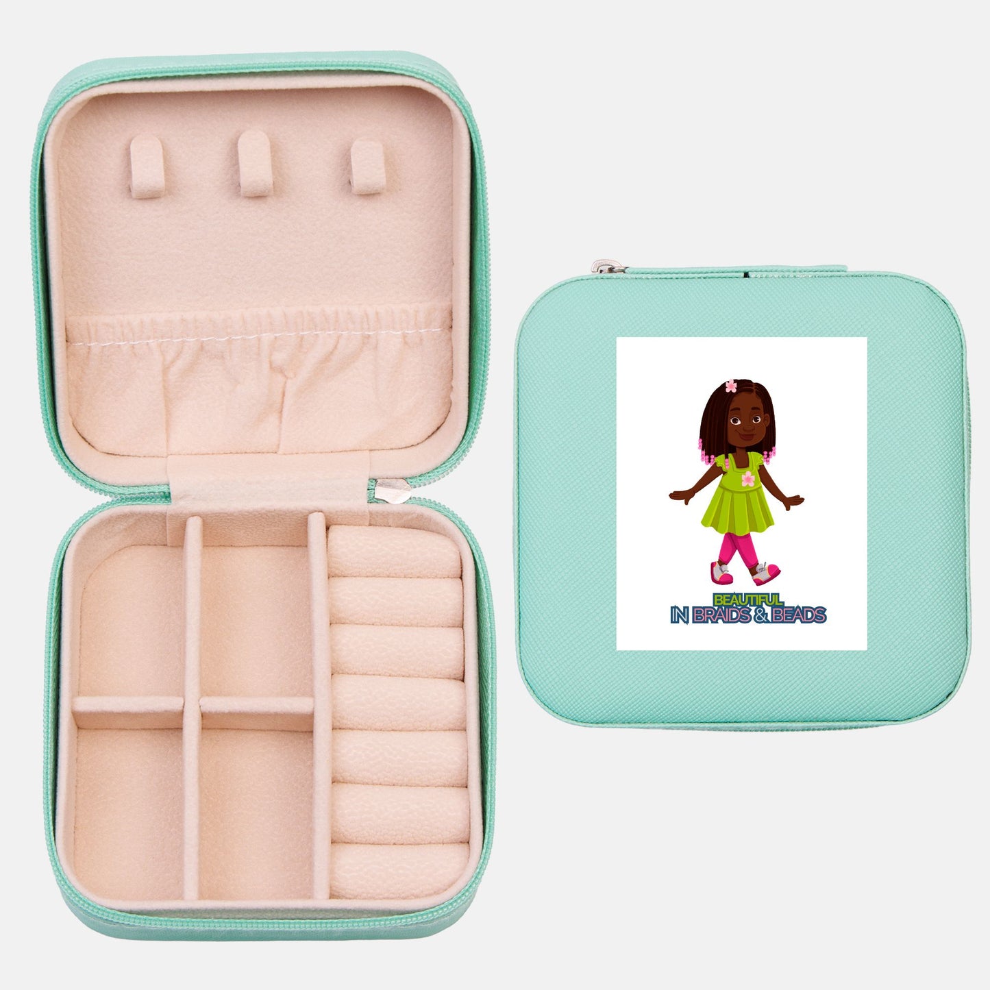 Kids African American Braids & Beads Jewelry Travel Case