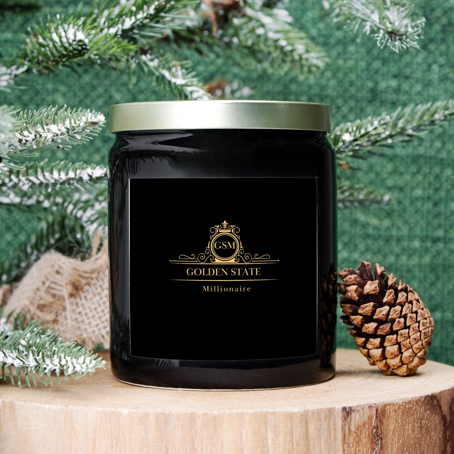 Gold and black Candle Ceramic 8oz (Black)