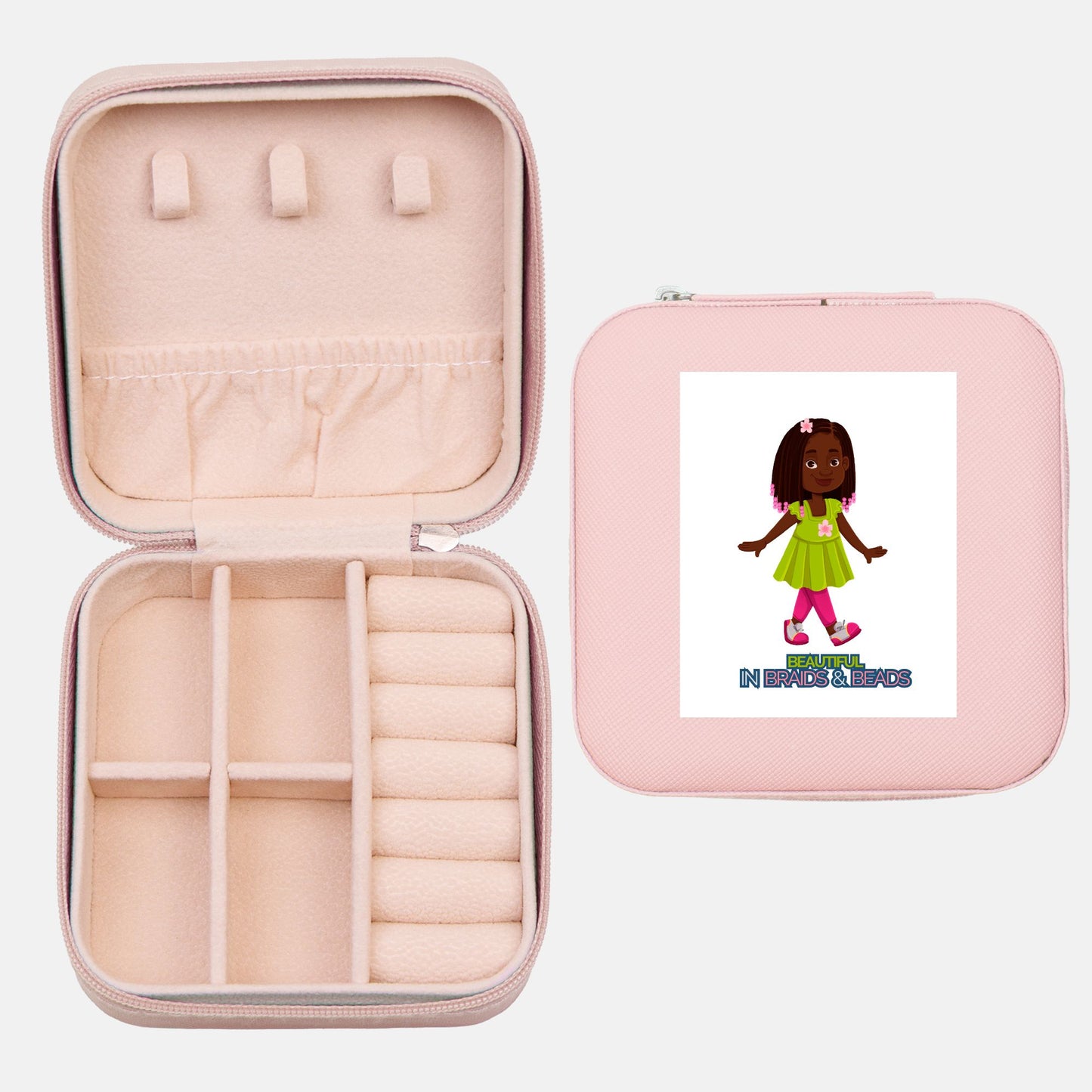 Kids African American Braids & Beads Jewelry Travel Case