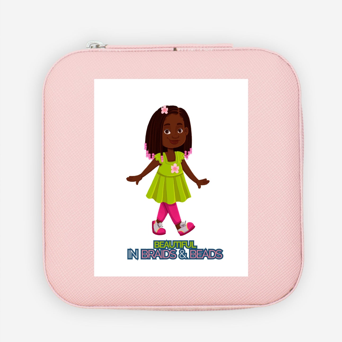 Kids African American Braids & Beads Jewelry Travel Case