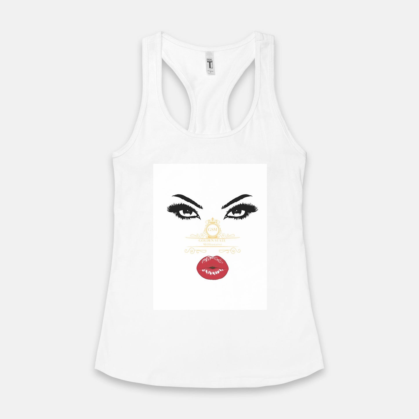 Red Lips Golden State Millionaire Racerback Tank Next Level 1533