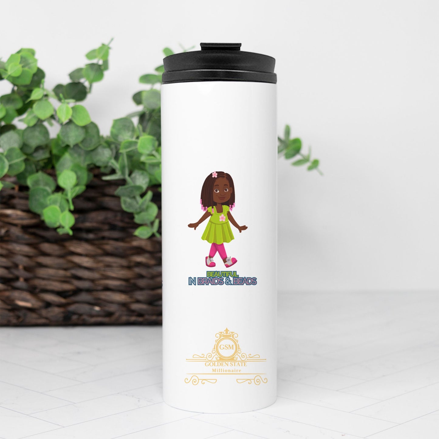 Kids African American Braids & BeadsThermal Tumbler 16 oz.