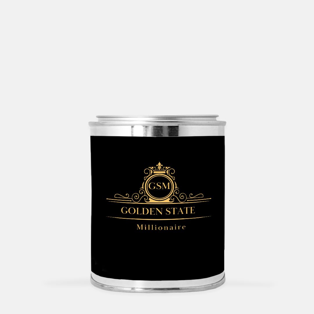 A Black Golden State Millionaire Candle Paint Can (Hand Poured 16 oz.)