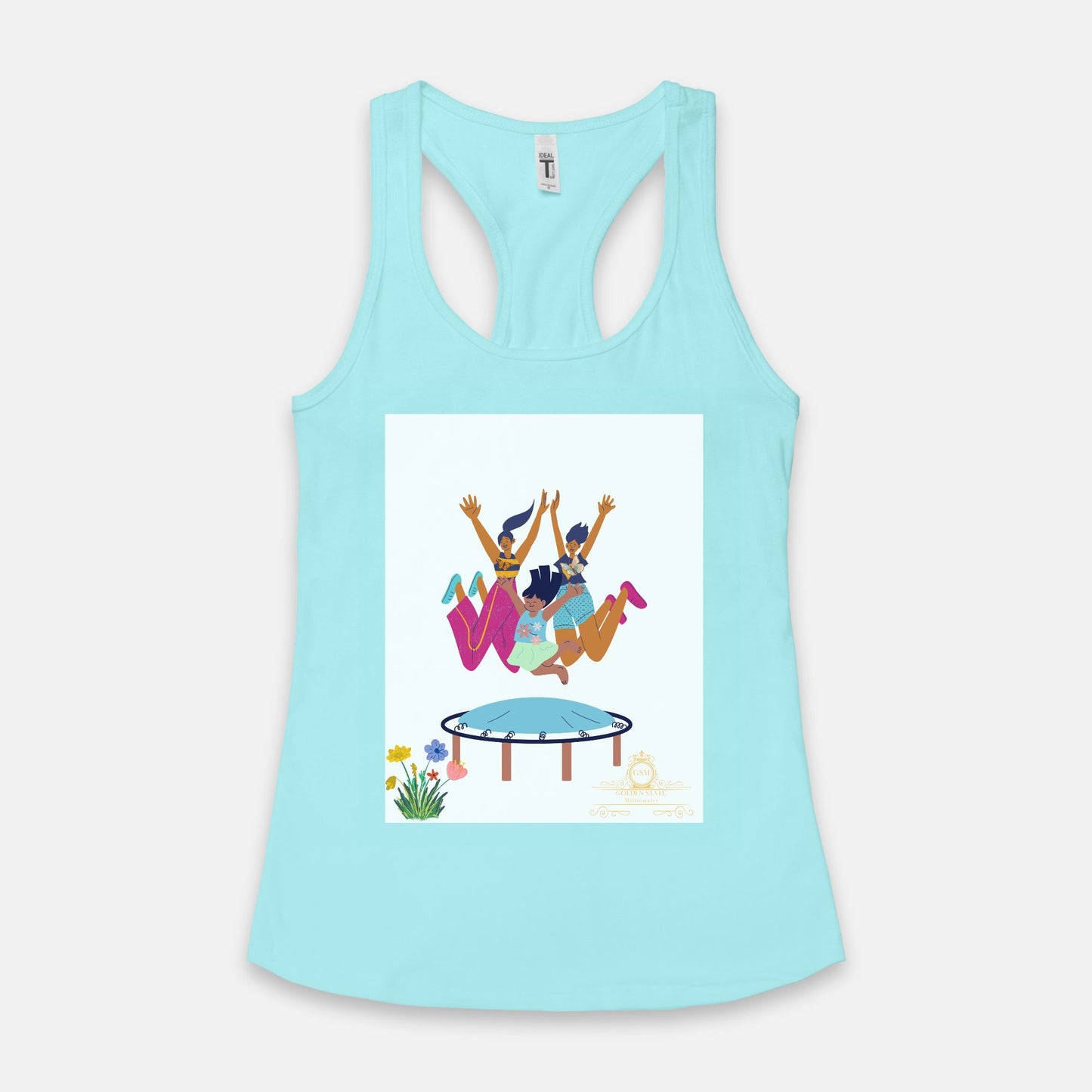 Women's African American 3 Jumping Girls Racerback Tank Next Level 1533