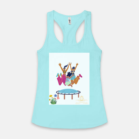 Women's African American 3 Jumping Girls Racerback Tank Next Level 1533