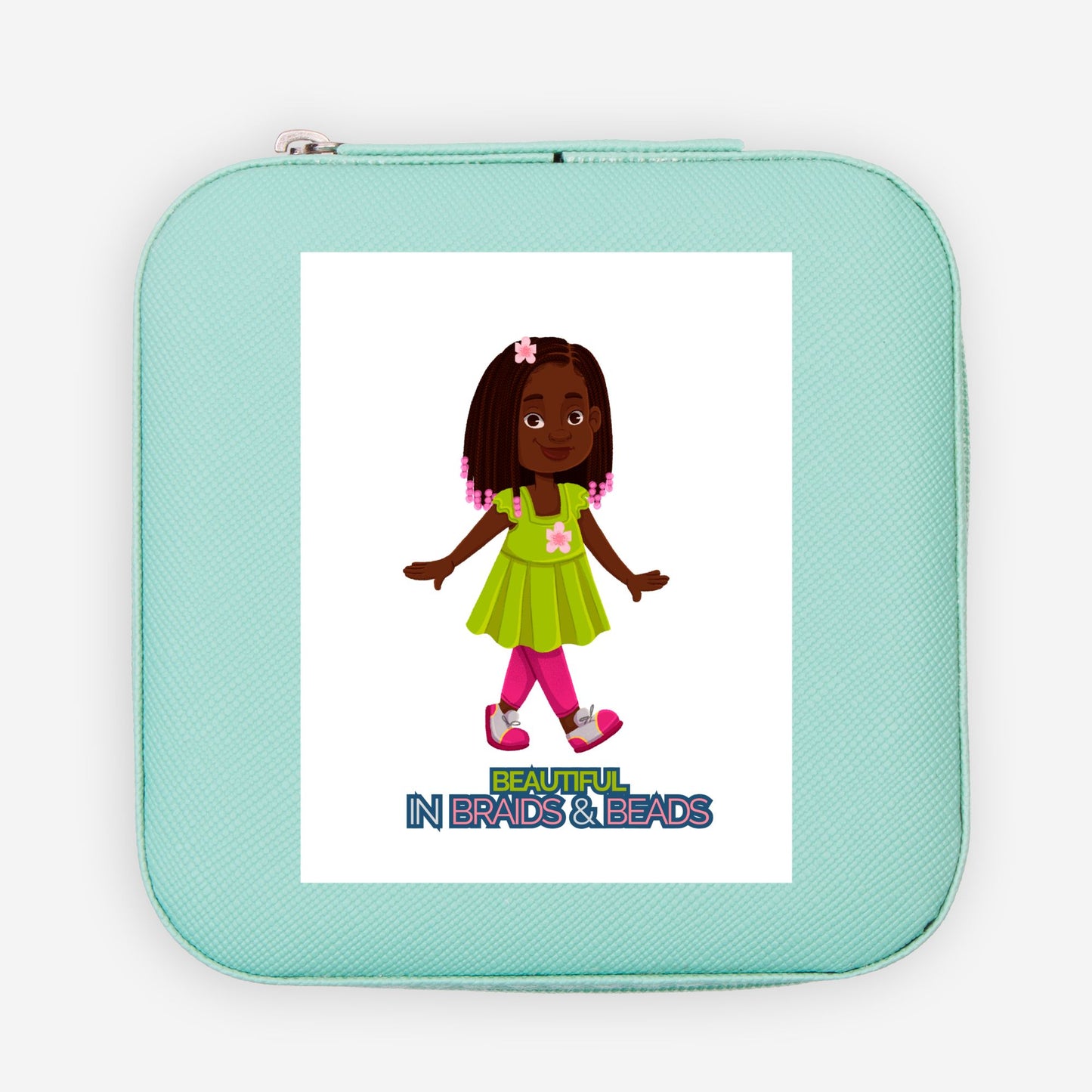 Kids African American Braids & Beads Jewelry Travel Case