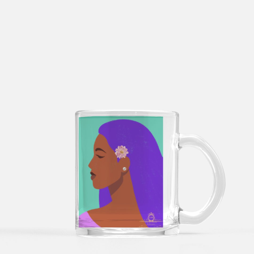 Brown Lady inTurquoise Glass Mug