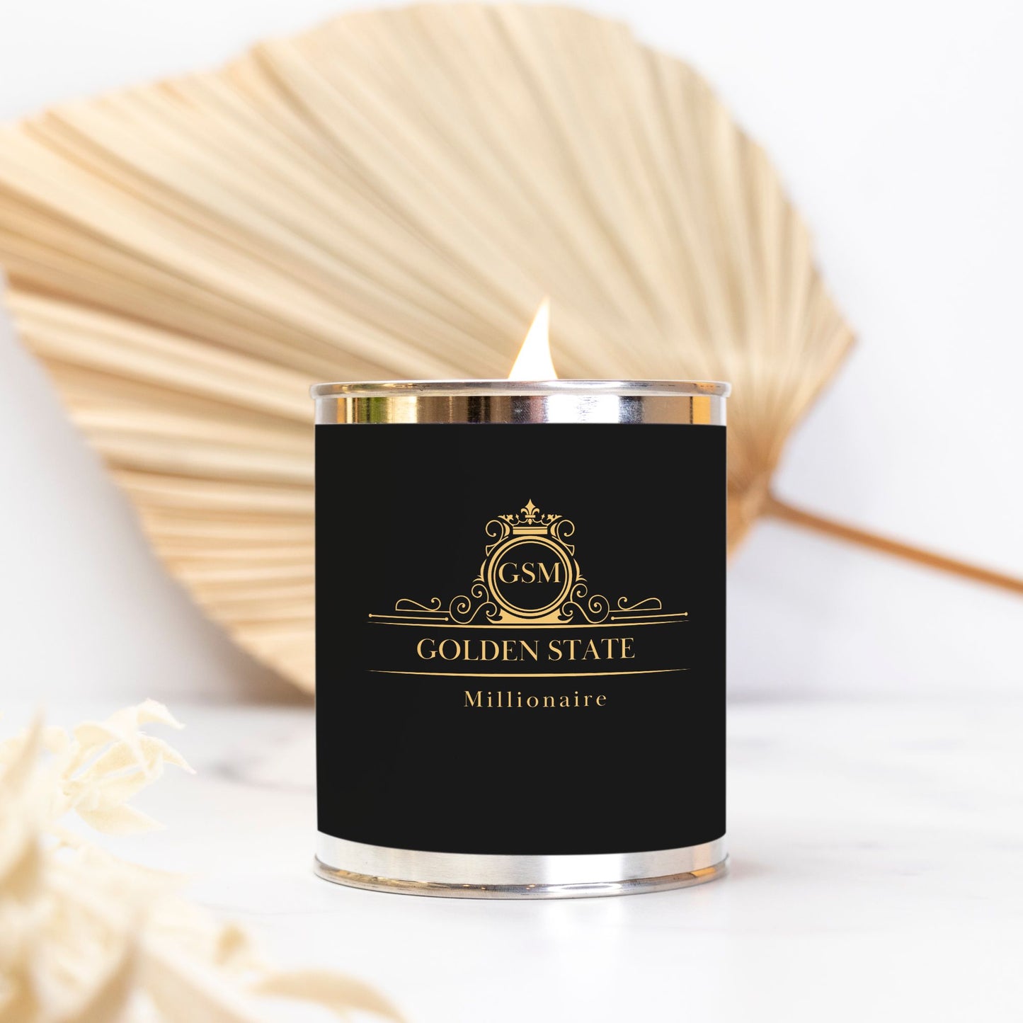 A Black Golden State Millionaire Candle Paint Can (Hand Poured 16 oz.)