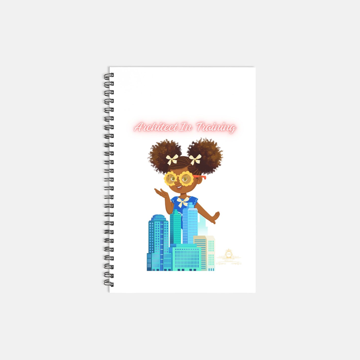 Kids African American Architect Girl Softcover Spiral Book 5.5 x 8.5