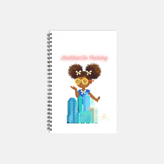 Kids African American Architect Girl Softcover Spiral Book 5.5 x 8.5