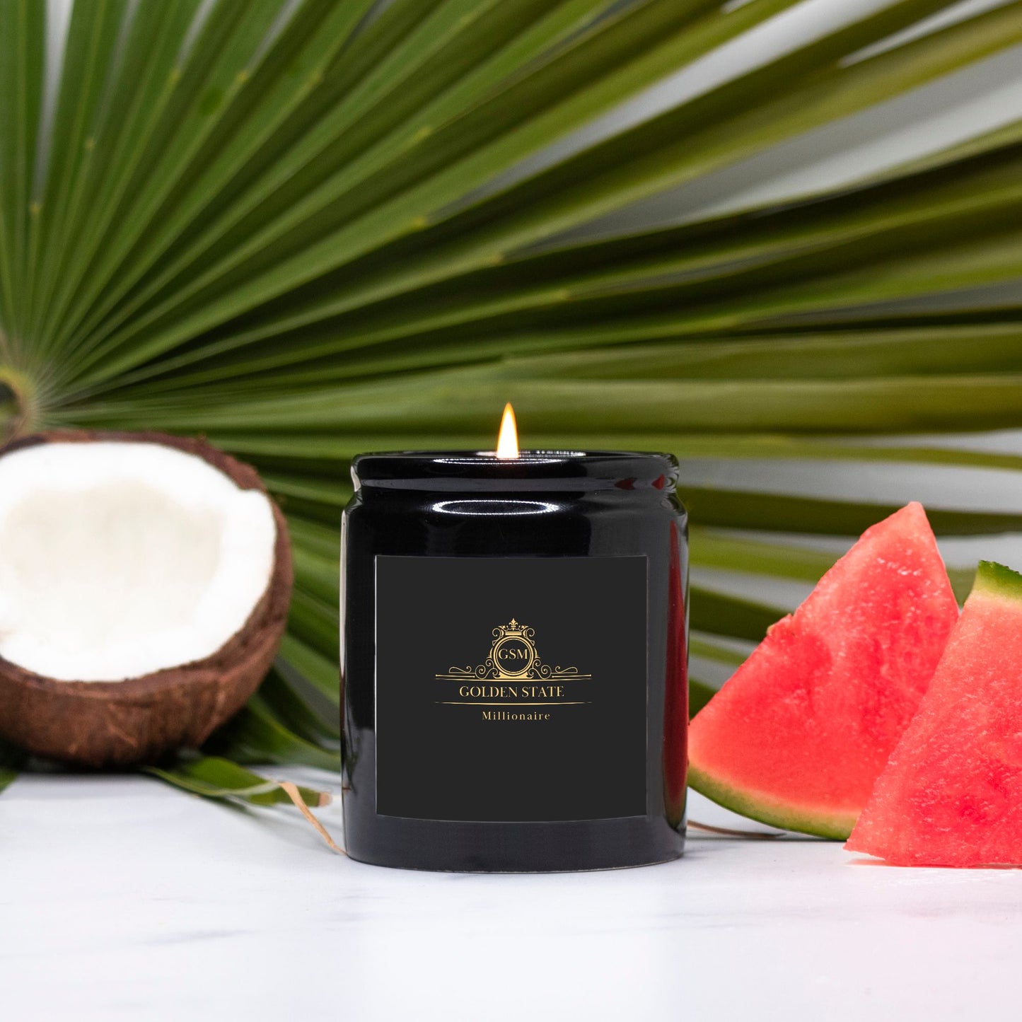 Gold and black Candle Ceramic 8oz (Black)