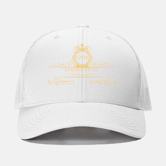 A White and Gold Golden State Millionaire Retro Trucker Hat