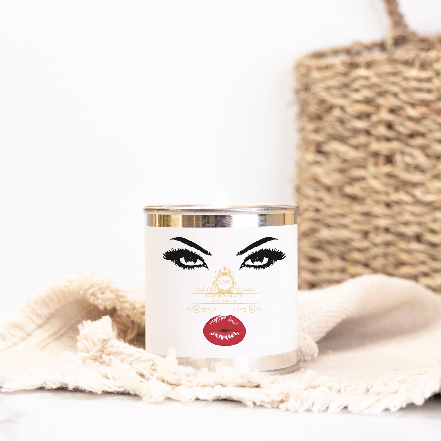 Red Lips Golden Sate Millionaire Candle Paint Can (Hand Poured 8 oz.)