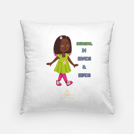 Kids African American Braids & Beads Pillow Case 18 Inch