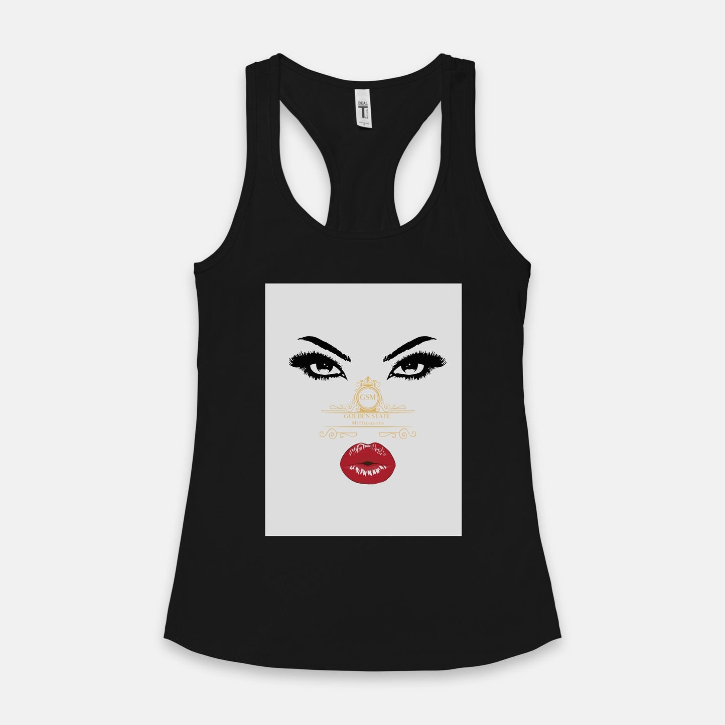 Red Lips Golden State Millionaire Racerback Tank Next Level 1533