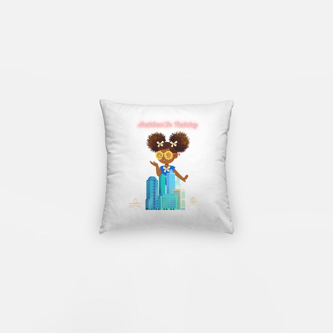 Kids African American Architect Girl Artisan Pillow Case 10 Inch