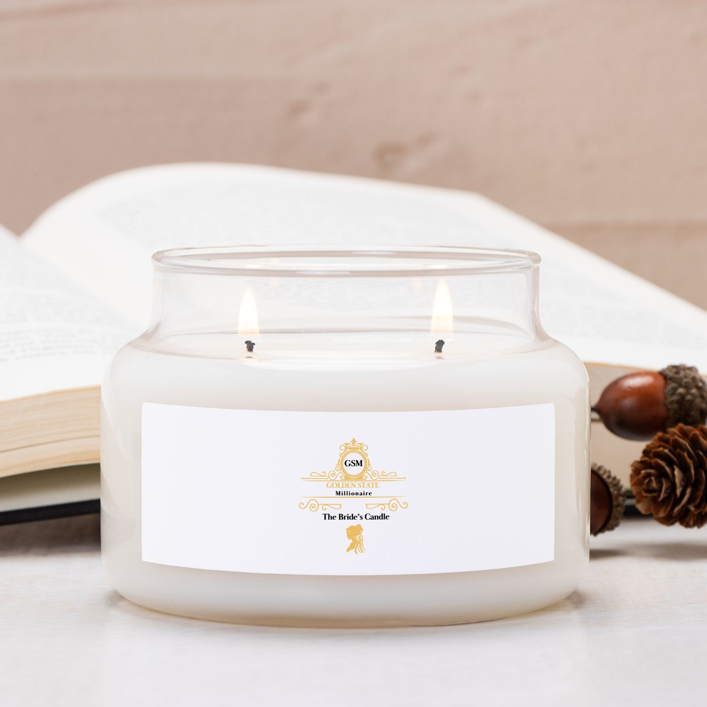The Bride's Candle Apothecary Jar (Double Wick) by Golden State Millionaire