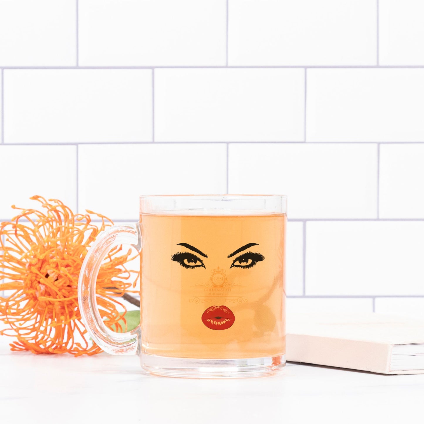 Red Lips Glass Mug