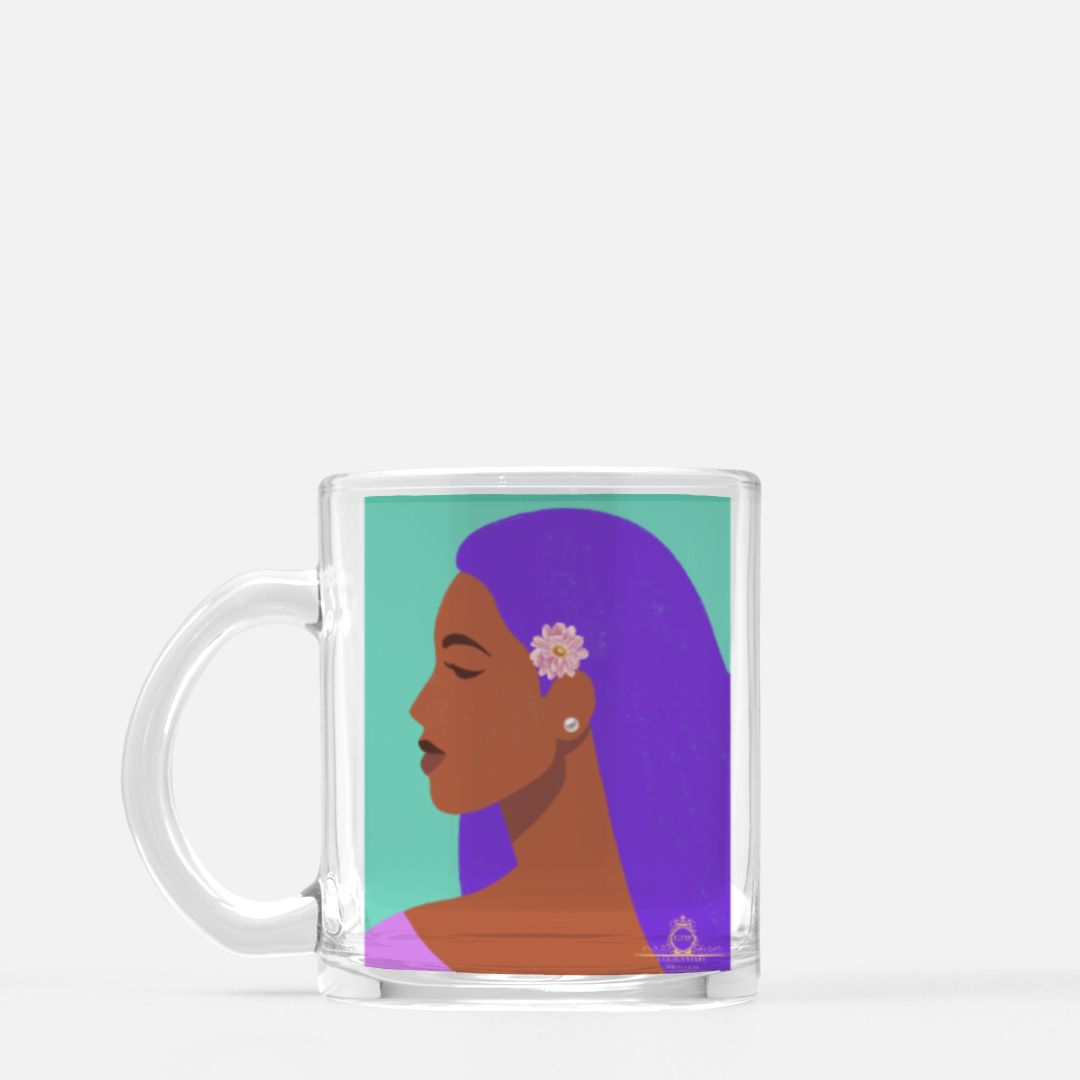 Brown Lady inTurquoise Glass Mug