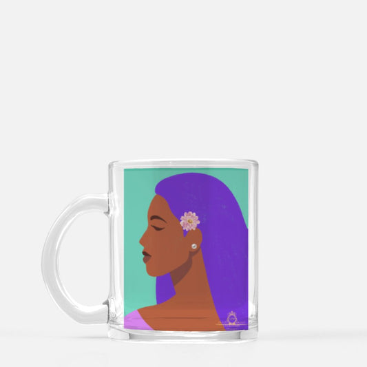 Brown Lady inTurquoise Glass Mug