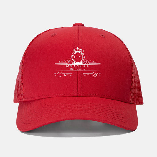 Red GSM Unisex Retro Trucker Hat.