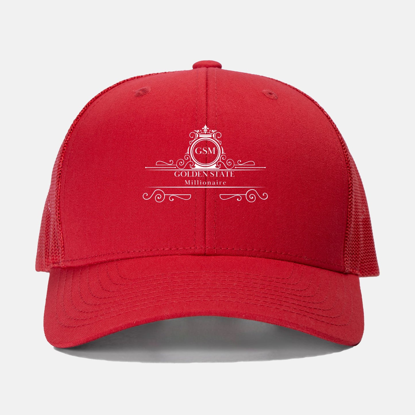 Red GSM Unisex Retro Trucker Hat.