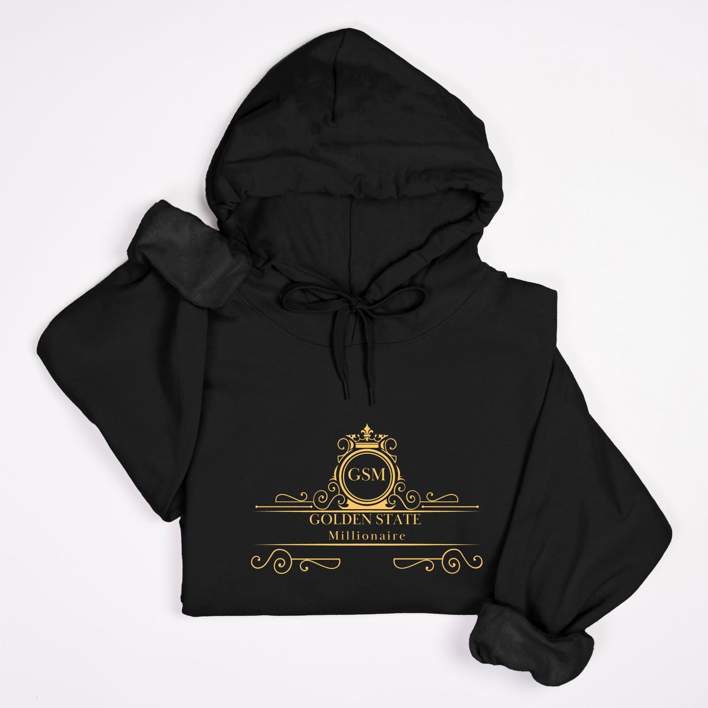 Gold and black GSM Unisex Hooded Sweatshirt