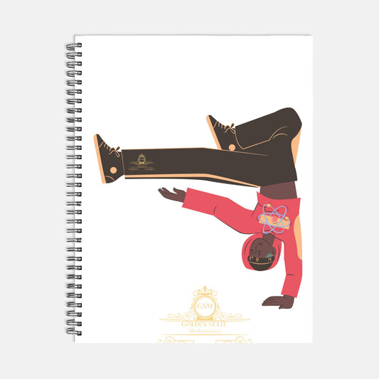 Kids African American Boy Handstand Notebook Softcover Spiral 8.5 x 11