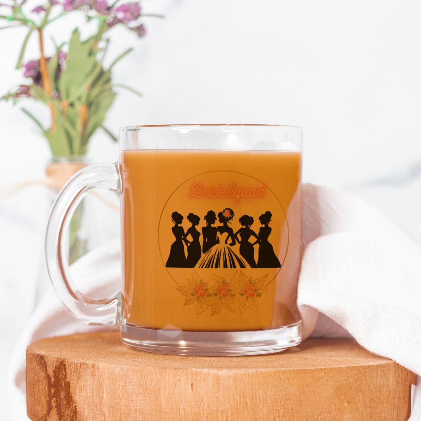 Wedding Bride Squad Bridesmaid Mug Glass