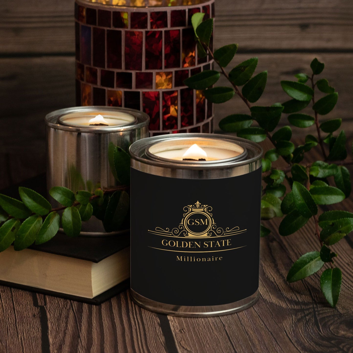 A Black Golden State Millionaire Candle Paint Can (Hand Poured 16 oz.)