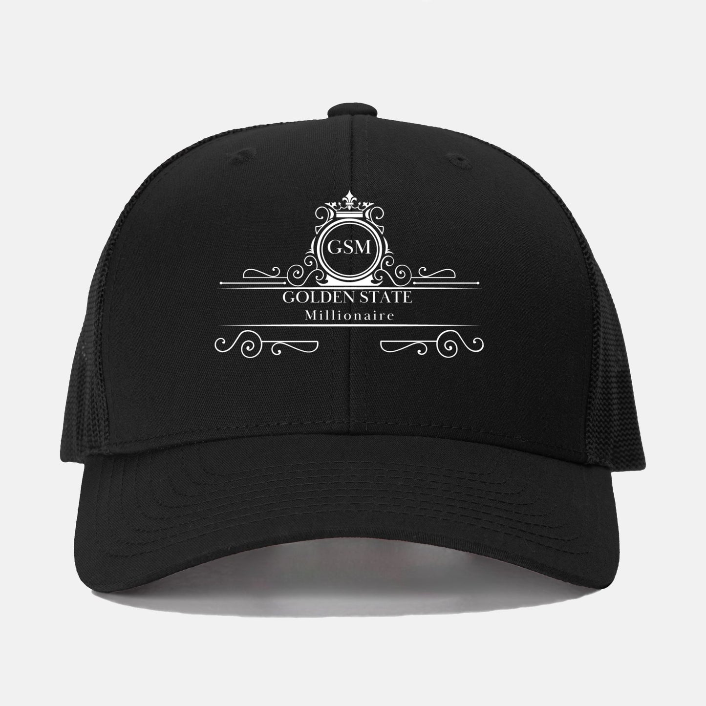 Black Golden State Millionaire Retro Trucker Hat (Unisex)
