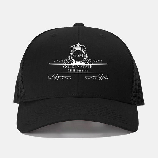 Black Golden State Millionaire Retro Trucker Hat (Unisex)