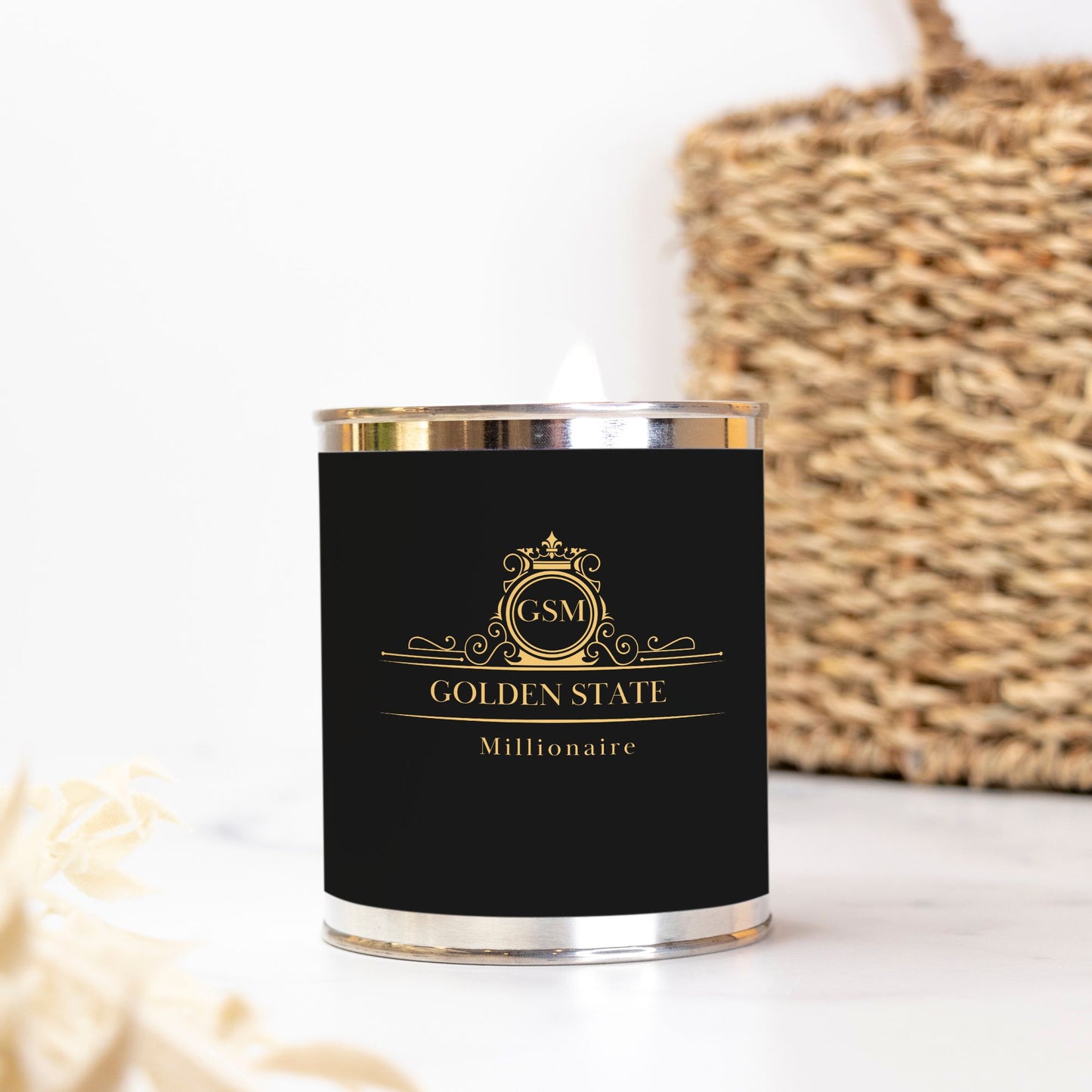 A Black Golden State Millionaire Candle Paint Can (Hand Poured 16 oz.)