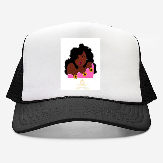 Pink lady in Sunflowers Foam Trucker Hat Otto 39-165