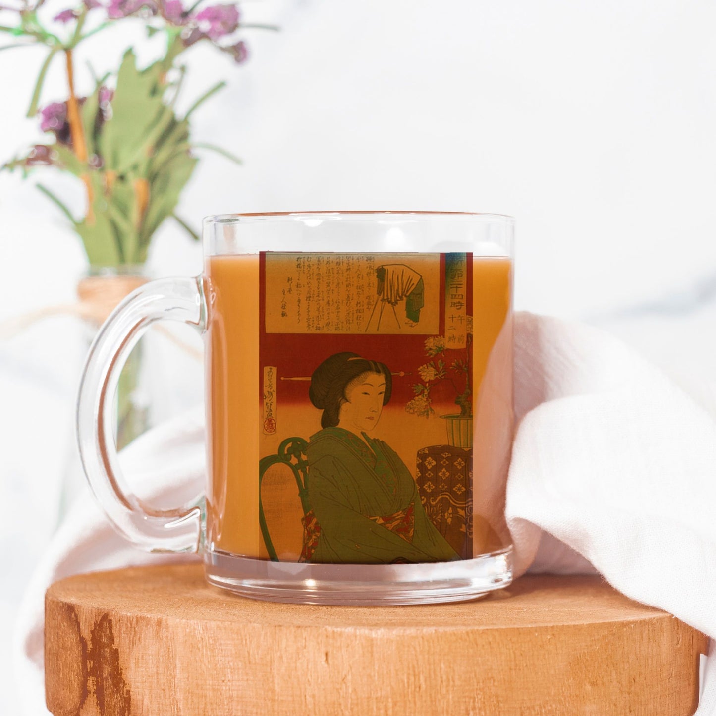 Japanese Print Glass Mug