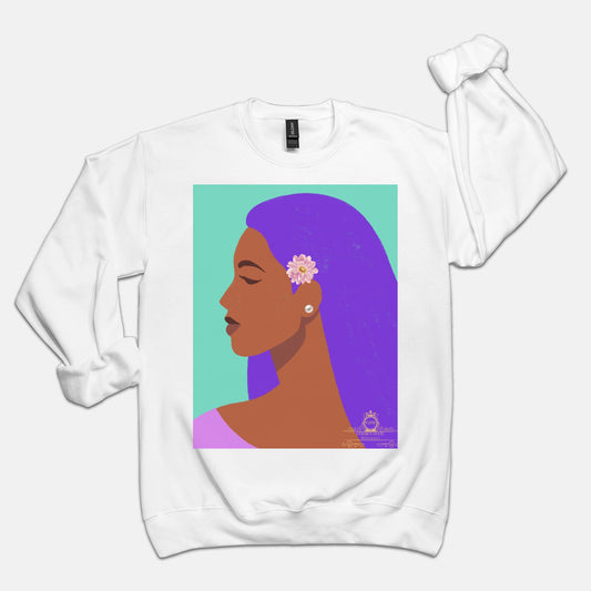 Brown Lady in Turquoise Unisex Crew Neck Sweatshirt Gildan 18000
