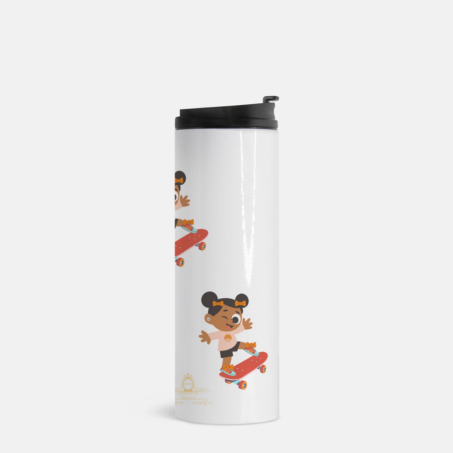 Kids African American Skateboard Girl Thermal Tumbler 16 oz.
