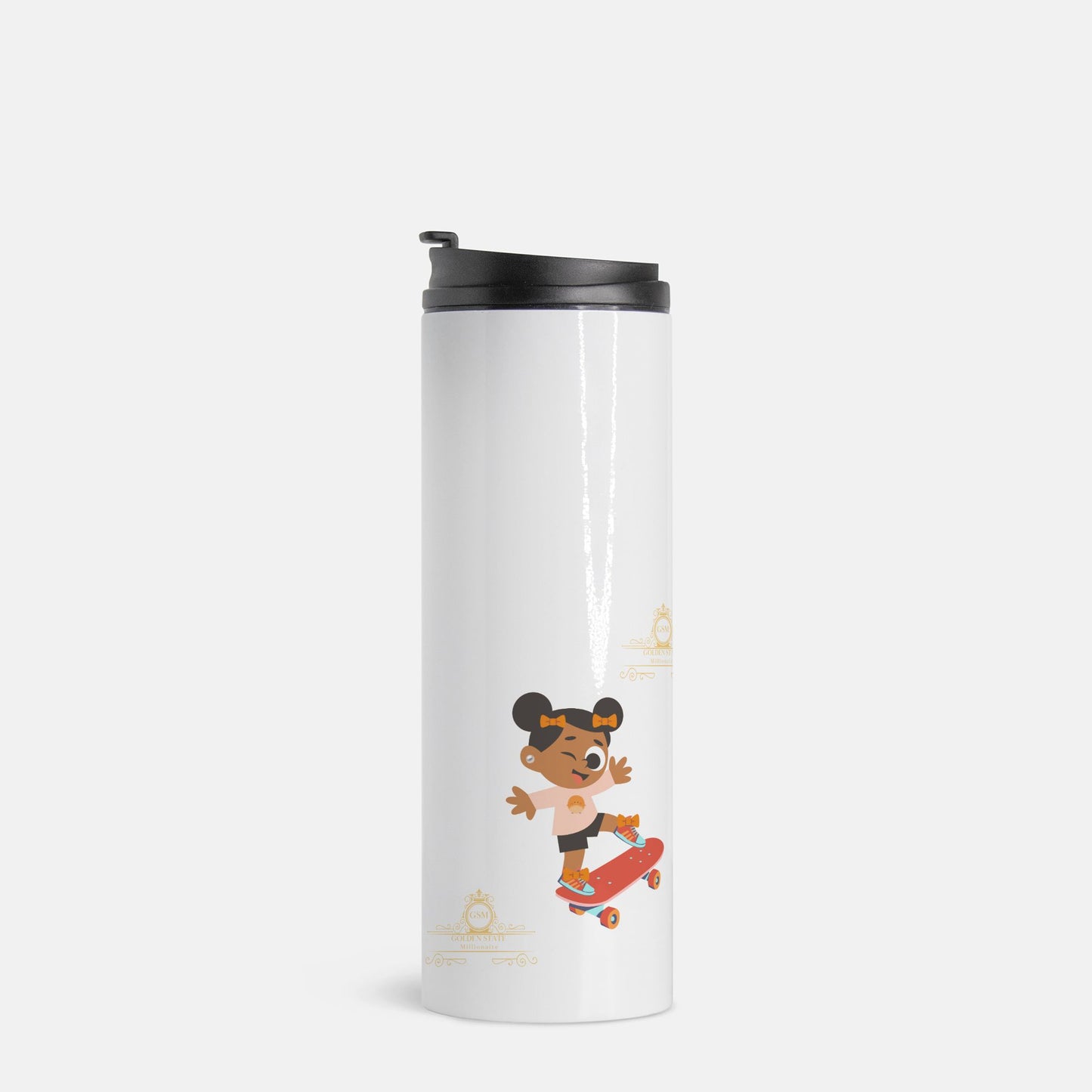 Kids African American Skateboard Girl Thermal Tumbler 16 oz.