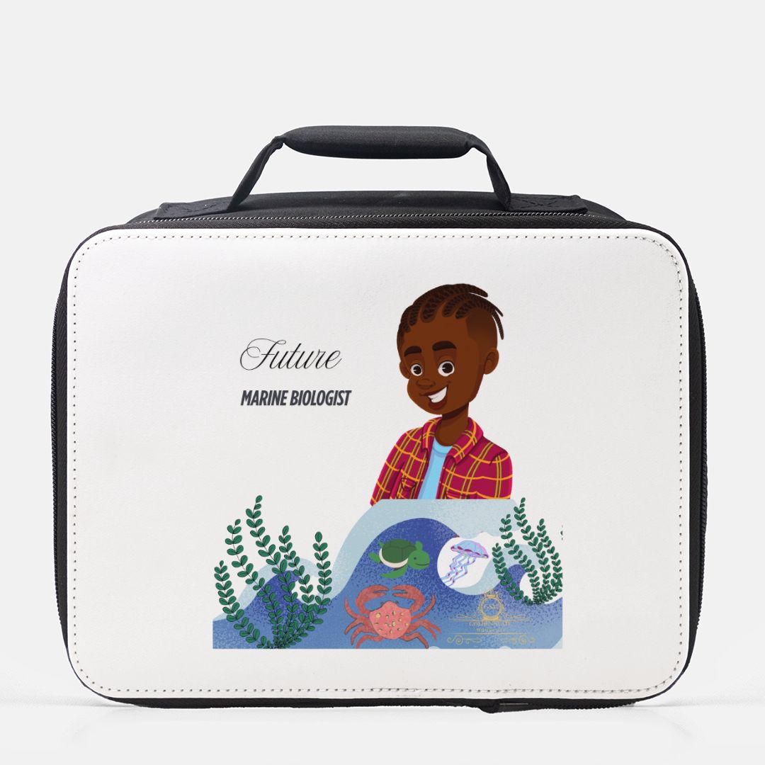 Kids African American Marine Biologist Boy n Marine biologist Lunch Box (Insulated)