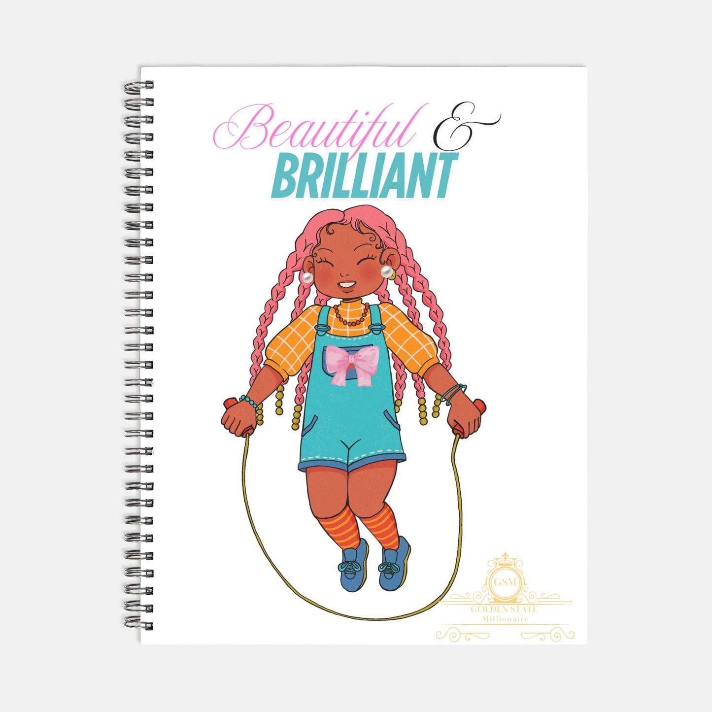 Kids African American Jumprope Girl Notebook Softcover Spiral 8.5 x 11