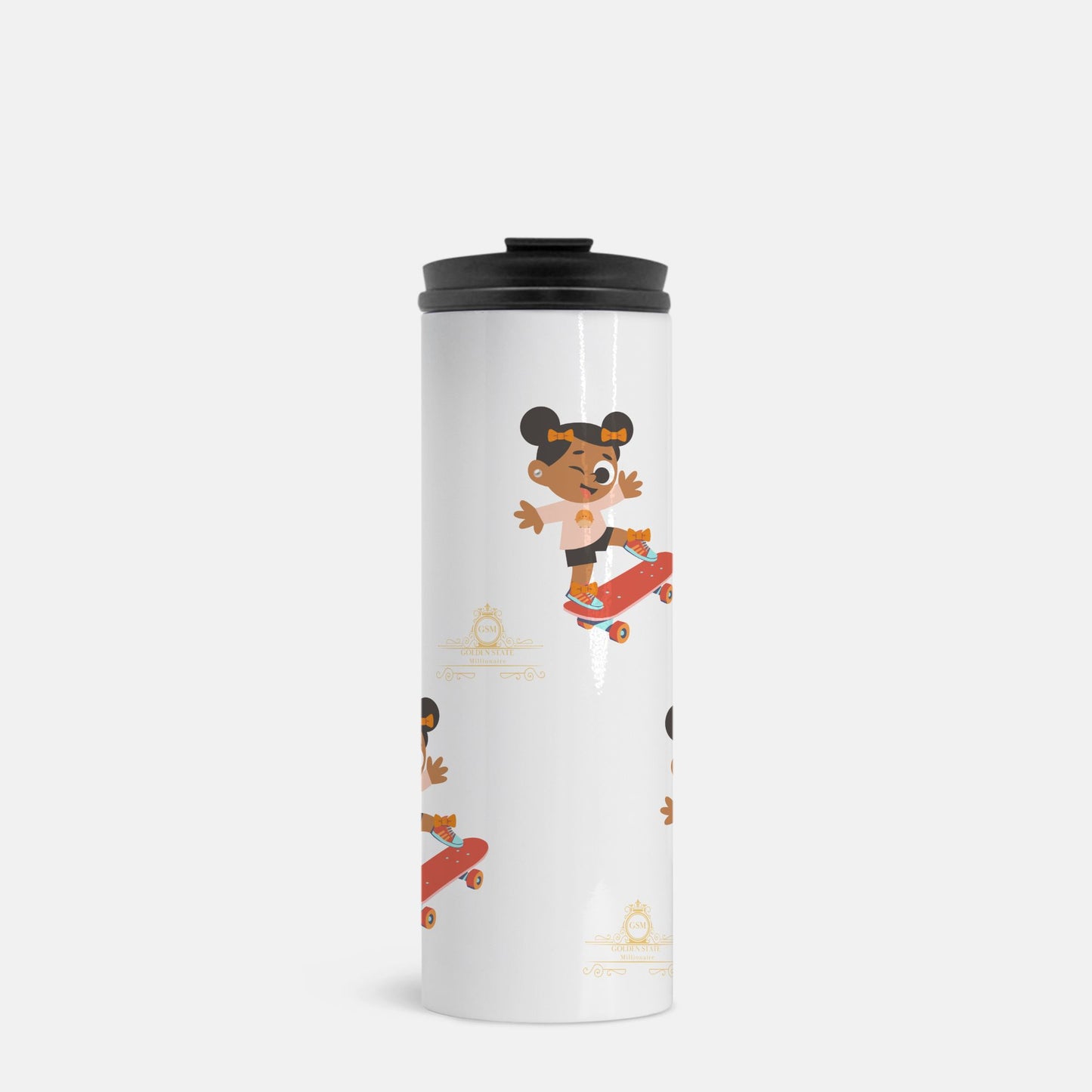 Kids African American Skateboard Girl Thermal Tumbler 16 oz.