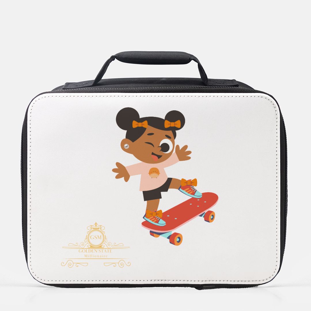 Kids African American Skateboard Girl Lunch Box (Insulated)