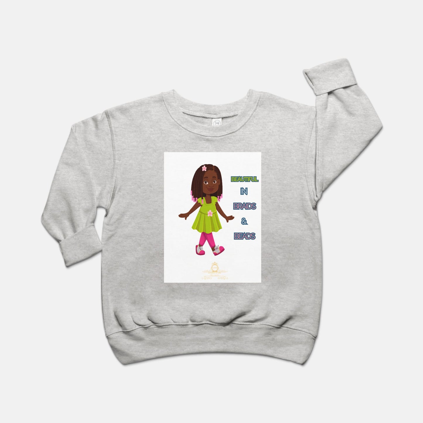 Kids African American Toddler Braids & BeadsCrew Neck Sweatshirt - 3317