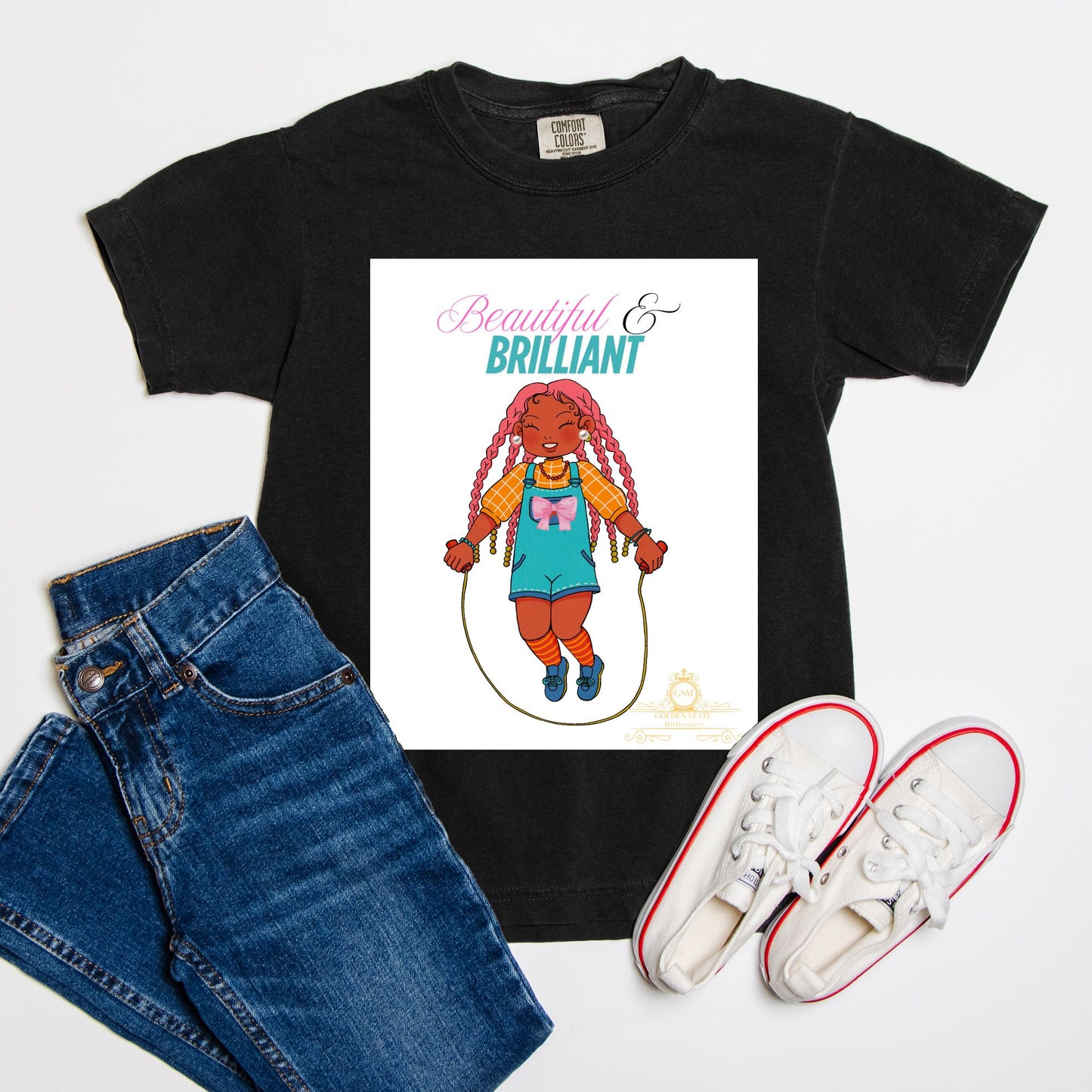 Kids African American Jump Rope Girl Comfort Color Youth Tee